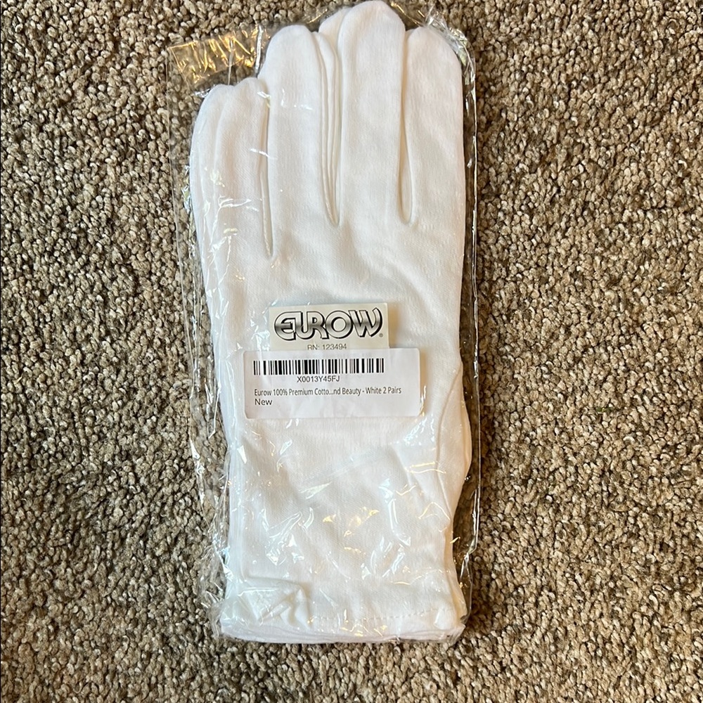 Eurow White Cotton Gloves, 2 pair